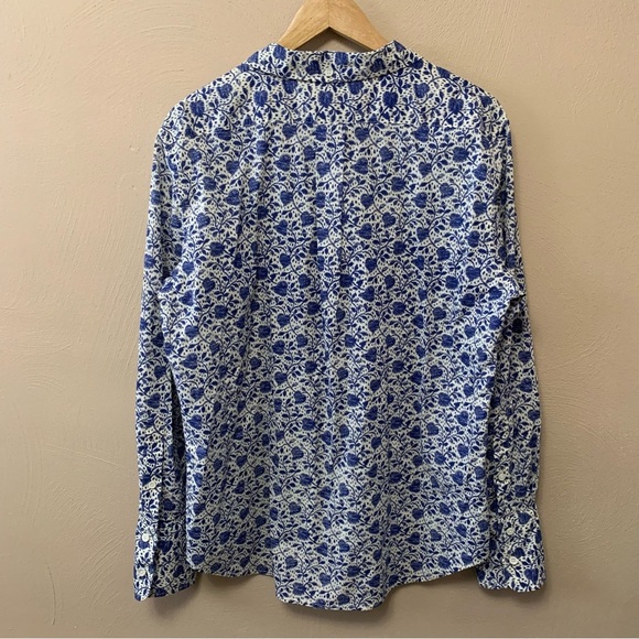 Alex Mill Standard Ikat Heart Button Down Shirt Blue White Size XL NWT New - Picture 8 of 13